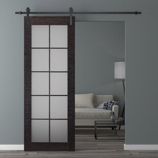 Glass And Manufactured Wood Barn Door With Installation Hardware Kit 